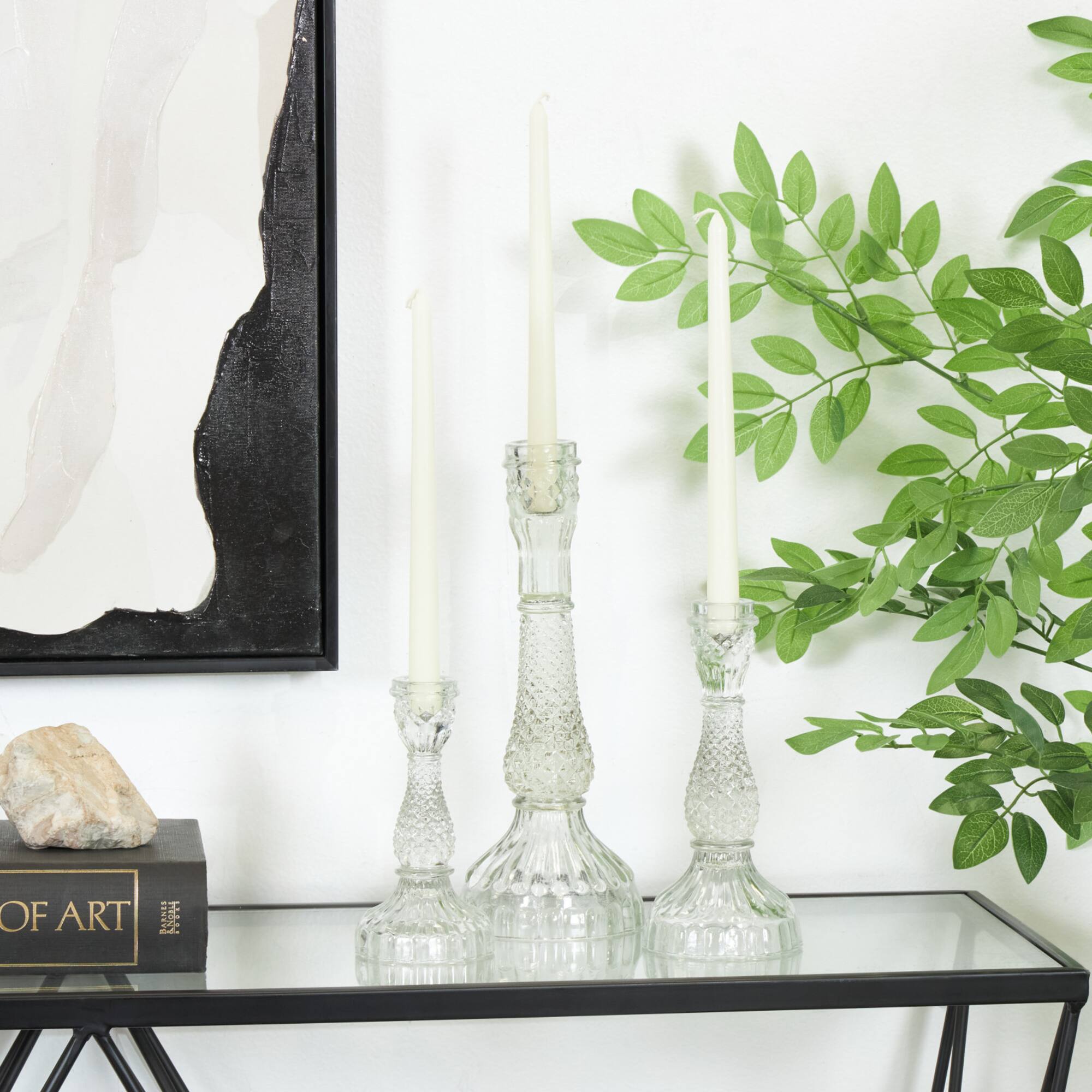 Clear Glass Candle Holder Set